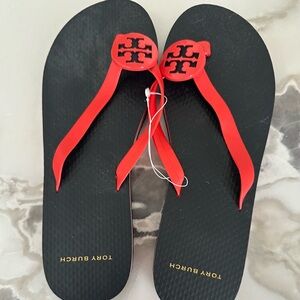 NWT -Tory Burch Minnie Red Flip-Flop-Napa LeatherEva/Eva -Sz 7